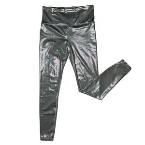 Athleta Elation Shine Metallic Full Length High-Rise Tights Leggings Silver M/T